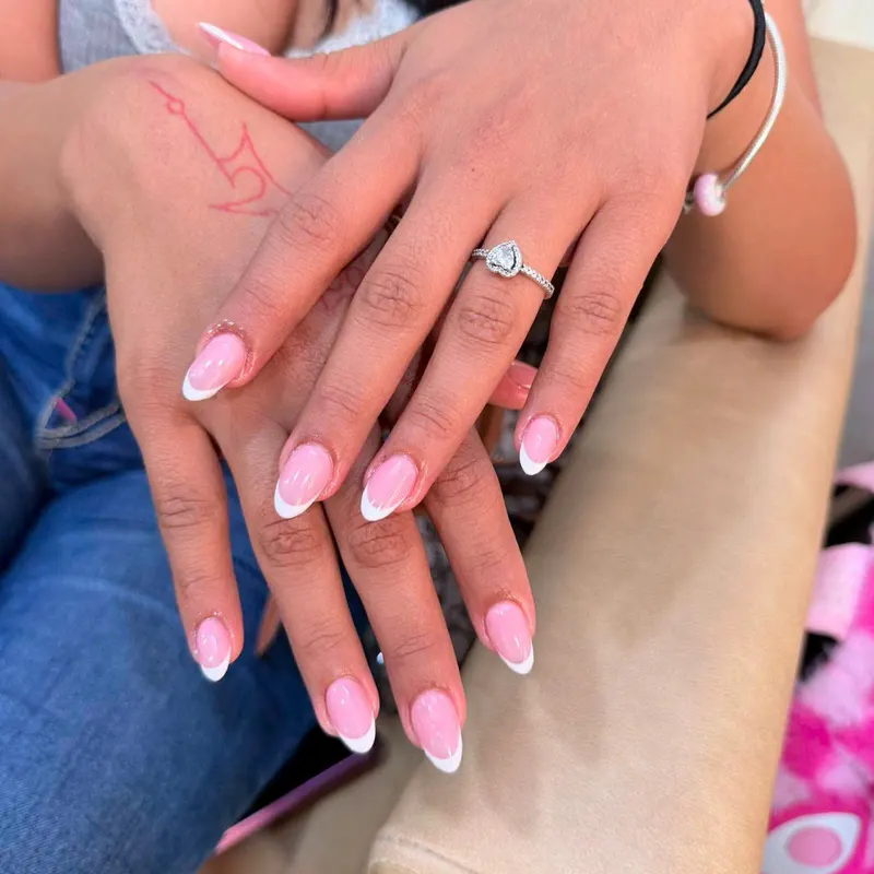 Pink ombre nails with glitter by LENA Nails & Beauty, nail salon in Da Nang